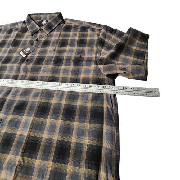 YAGO Men's Short Sleeve Plaid Button Down Shirt 5XL - Picture 2 of 8